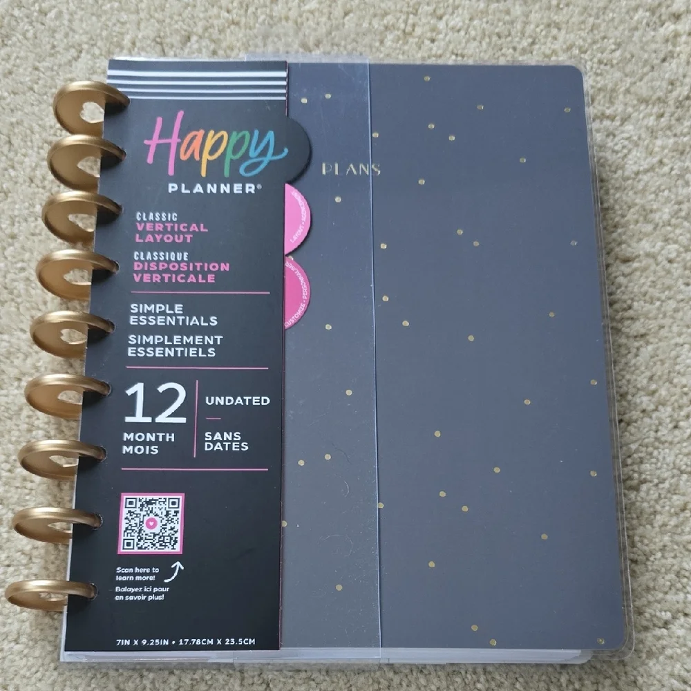 New Happy Planner Gray w/ Gold Accents Classic Vertical Layout